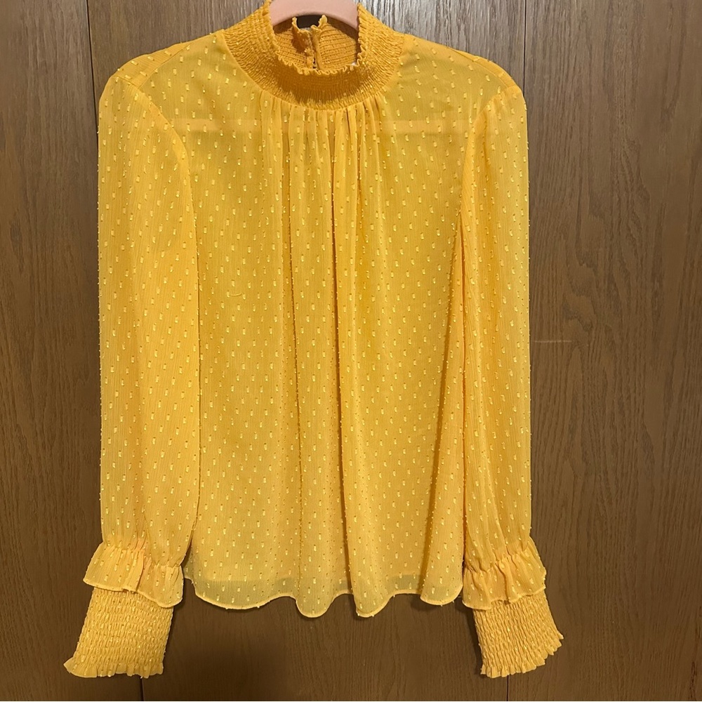 English Factory Yellow Ruffled Cut-Out Blouse